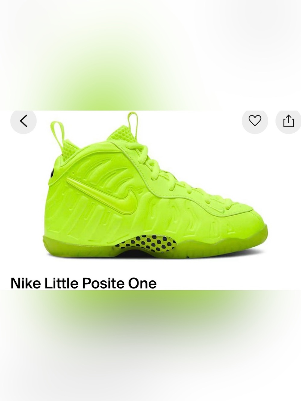 Nike Kids Neon Green Foamposite One Sneakers